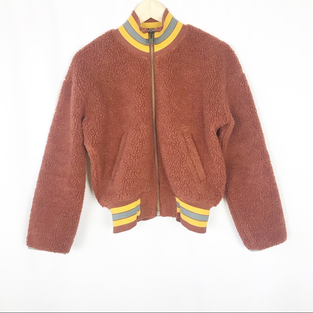 MADEWELL Sherpa Varsity Fleece Bomber Jacket XS - Picture 3 of 10